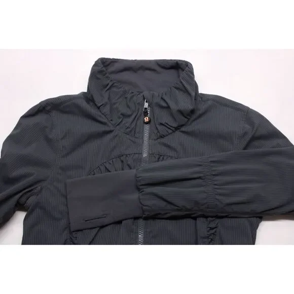 Lululemon Women's Off To Class Full Zip Jacket Grey Striped Sz 6 - Picture 4 of 8